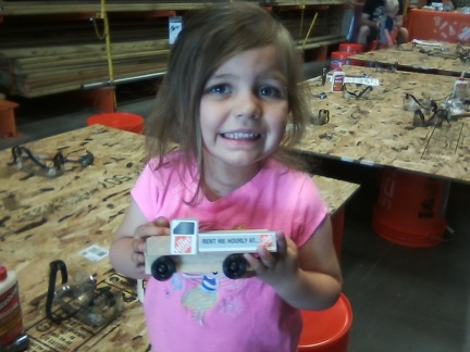 Greta built a Home Depot truck with papa